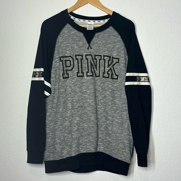 Victoria’s Secret grey and black oversized PINK sweatshirt size M - Picture 1 of 5